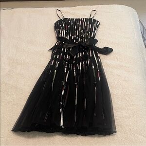 Cache Floral Striped Mesh Y2K Dress